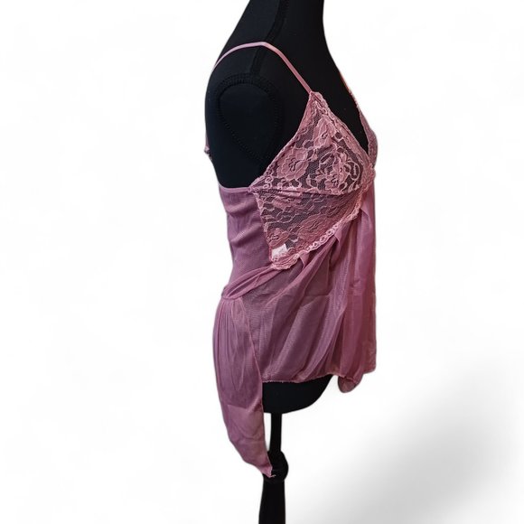 Lace Rose Pink Teddy Babydoll Lingerie with Matching Thong  Size S - Picture 4 of 7